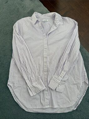 Nordstrom Light Purple & White Striped Button-Down Shirt